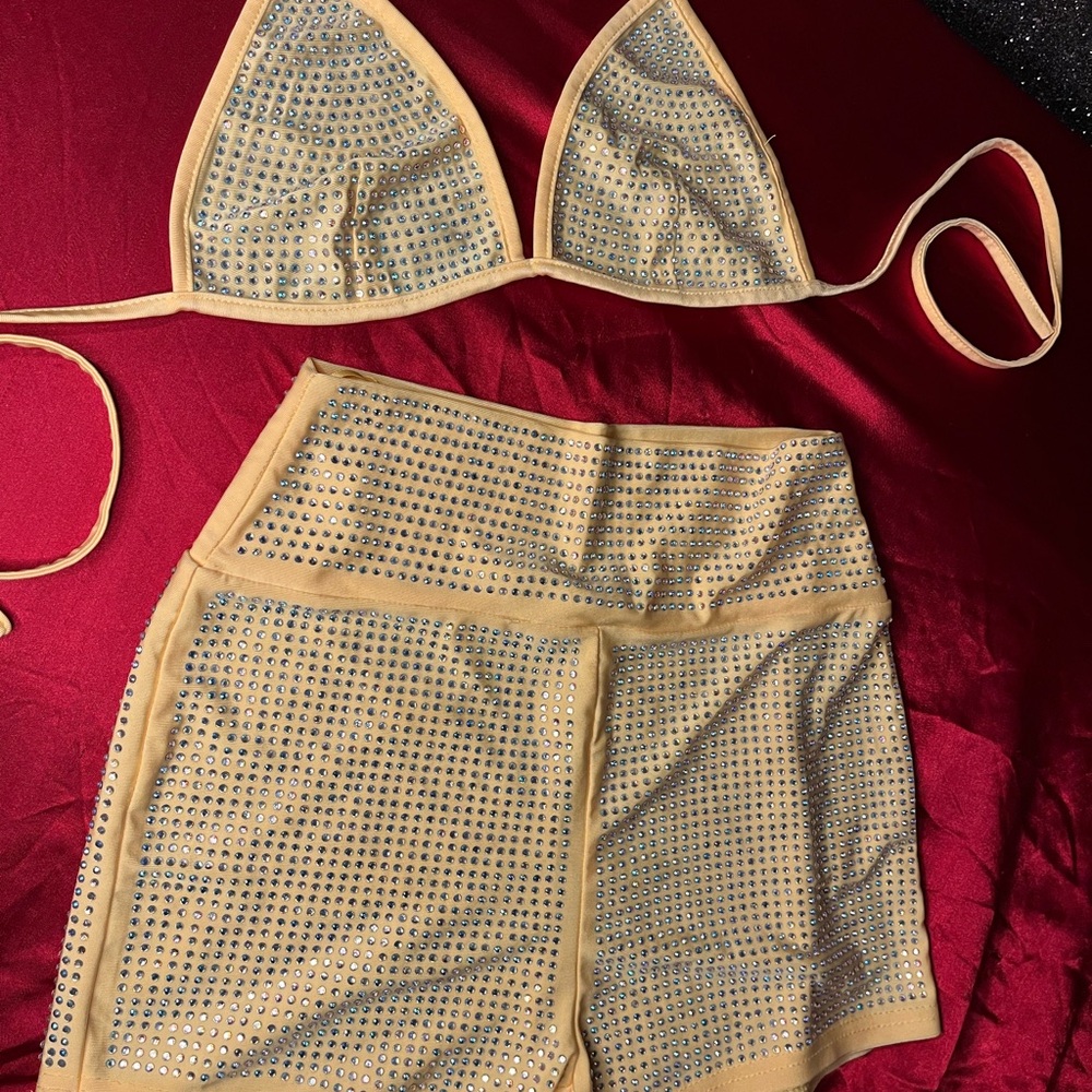 Studded Gold Two-Piece Intimate Set